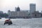 Taj Mahal hotel, Gateway of India and tourist boats in water of Arabian Sea in Mumbai