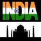 Taj Mahal and India flag text