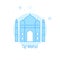 Taj Mahal, India Flat Vector Illustration, Icon. Light Blue Monochrome Design. Editable Stroke