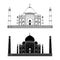 Taj Mahal. India. Outline and Silhouette. Vector. Very High Detail