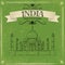 Taj Mahal of India for retro travel poster