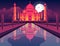 Taj mahal India vector design illustration. Concept art.