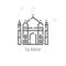 Taj Mahal, India Vector Line Icon, Symbol, Pictogram, Sign. Light Abstract Geometric Background. Editable Stroke