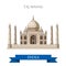 Taj Mahal mausoleum in Agra, India vector flat attraction