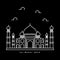 Taj Mahal Mosque Illustration. India Building Landmark. Outline Icon Vector Design