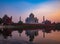 The Taj Mahal reflection at Sunset