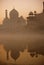 Taj Mahal, sunrise, from across the river,