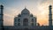 Taj mahal sunrise white marble