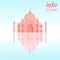 Taj Mahal Vector Illustration with Lettering, Text