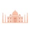 Taj Mahal vector illustration in pastel color palette. Simplified design of famous Indian landmark