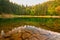 Tajch Velka Vodarenska lake during autumn near Banska Stiavnica town