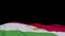 Tajikistan fabric flag waving on the wind loop. Tajik embroidery stiched cloth banner swaying on the breeze. Half-filled black