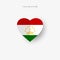 Tajikistan heart shaped flag. Origami paper cut Tajik national banner