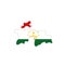 Tajikistan national flag in a shape of country map