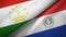 Tajikistan and Paraguay two flags textile cloth, fabric texture