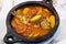 Tajine with stewed vegetables and fish. One of the types of Moroccan national cuisine