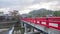 Takayama Gifu Japan time lapse at Nakabashi red bridge in autumn