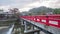 Takayama Gifu Japan time lapse at Nakabashi red bridge and Miyagawa river in autumn season