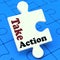 Take Action Puzzle Shows Inspire Inspirational And Motivate