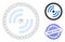 Take Action Scratched Seal Stamp and Web Network Rotor Rotation Vector Icon