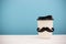 Take away coffee cup with hipster mustache