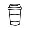 Take away coffee cup icon in doodle style. Vector sign coffee to go. Disposable plastic cup, fast food