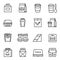 Take away food and drinks linear icons set