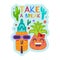 Take Break, Funny Label With Smiling Pineapples