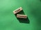 Take charge symbol. Wooden blocks with words Take charge. Beautiful green background. Business and Take charge concept. Copy space
