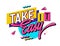 Take it easy - a bright, playful lettering expression in the vivacious style of the 90s. Vector typography design element