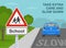 Take extra care and slow down in school safety zone. Close-up view of school area warning sign.