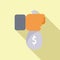 Take money bag icon flat vector. Currency atm safe