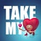 Take my heart and love. Funny happy 3d cartoon