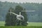 Take-off helicopter pleasure in the recreation center in the Kaluga region of Russia.