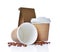 Take-out blank paper coffee cups with cover, craft cup holders, beans and brown packet