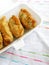 Take out chinese snacks, dumplings fried