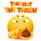 Take out the trash sign with cartoon emoji character