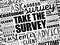 Take the Survey - take part in a questionnaire, to give one`s opinion, word cloud concept background