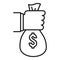 Take wash money bag icon, outline style