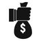 Take wash money bag icon, simple style