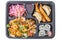 Takeaway bento lunch plastic box. Japanese and asian cuisine