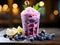 takeaway blueberry smoothie mock-up, blueberry coloured, no fruits just plain smoothie