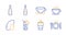 Takeaway, Coffee cup and Peanut icons set. Water glass, Espresso and Champagne signs. Vector