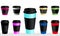 Takeaway coffee cups, Can be any kind of hot drink like Hot green tea latte, Hot latte coffee or Cappuccino in Pink, Dark pink, Bl