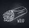 Takeaway food wrap icon, chalkboard