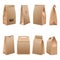 Takeaway paper bags set on white vector illustration