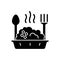 Takeaway porridge bowl black glyph icon