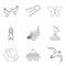 Takeoff icons set, outline style