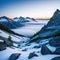 A takes a moment to admire the view from a mountaintop after a rewarding winter capturing the of the snowy