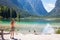 Taking photos at Lake Toblach, Tyrol